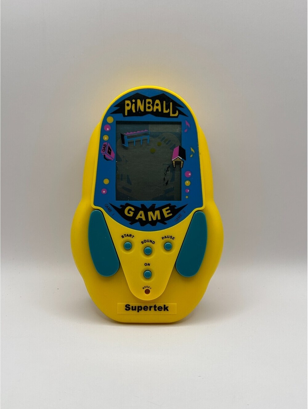 Supertek Pinball Handheld LCD Electronic Game Yellow Vintage 1990s Retro